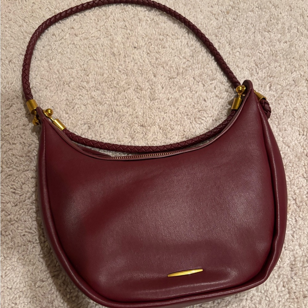 NWOT Elegant Burgundy faux Leather Shoulder Bag